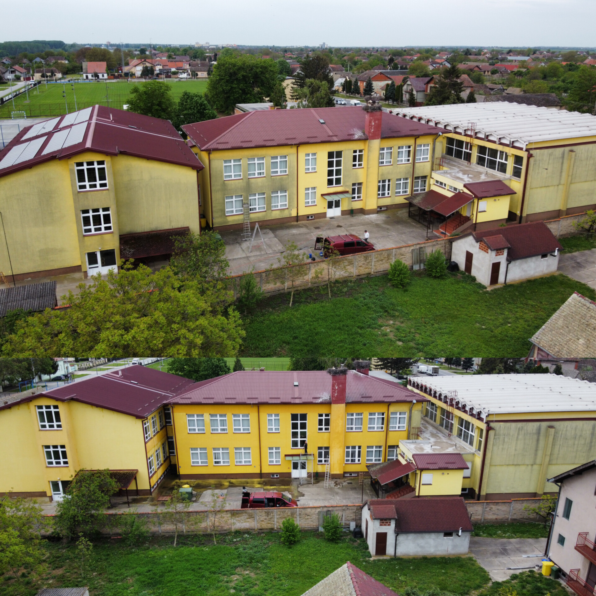 Čišćenje fasade na osnovnoj školi u Borovu, Vukovar